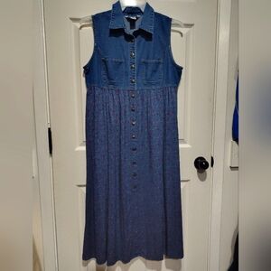 Vintage Cherokee Denim Floral Maxi Dress